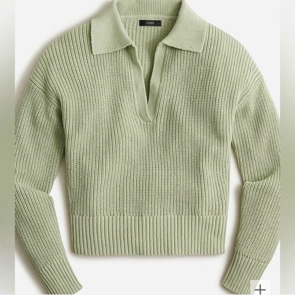 J.CREW Heavy Cotton Pullover Sweater in Green Size M Chunky Knit Long Sleeve
